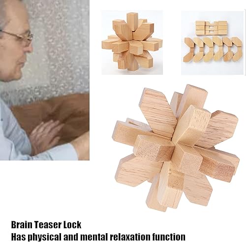 Miniatura 7 de Rompecabezas de madera para el cerebro, rompecabezas de desenmarañamiento de bloqueo, rompecabezas de madera entrelazados, juguete de prueba de