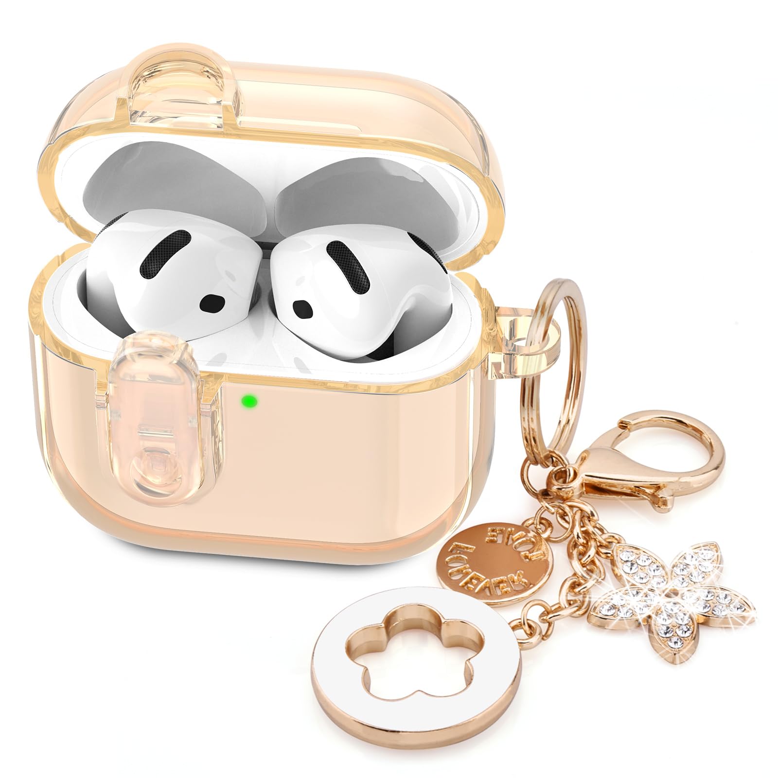 (with Safety Lock) Clear Case Compatible with Cute Apple Airpods 4 Cases 2024 Women, VISOOM Soft TPU Transparency Air pods 4 Gen Case iPods 4 Earbuds