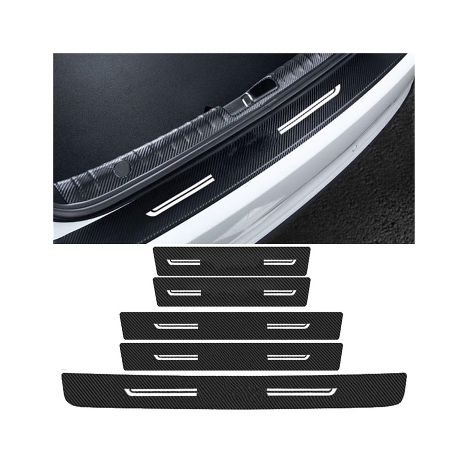 Carbon Fiber Car Door Threshold Stickers Tape for Hyundai for IONIQ Trunk Sill Protective Film Waterproof Decals Accessories IENQBVL(5pcs)