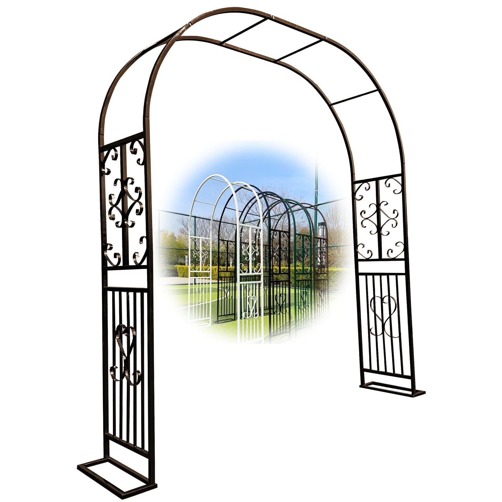 Arche de jardin en métal réglable 230cm de hauteur et noir pour plantes grimpantes