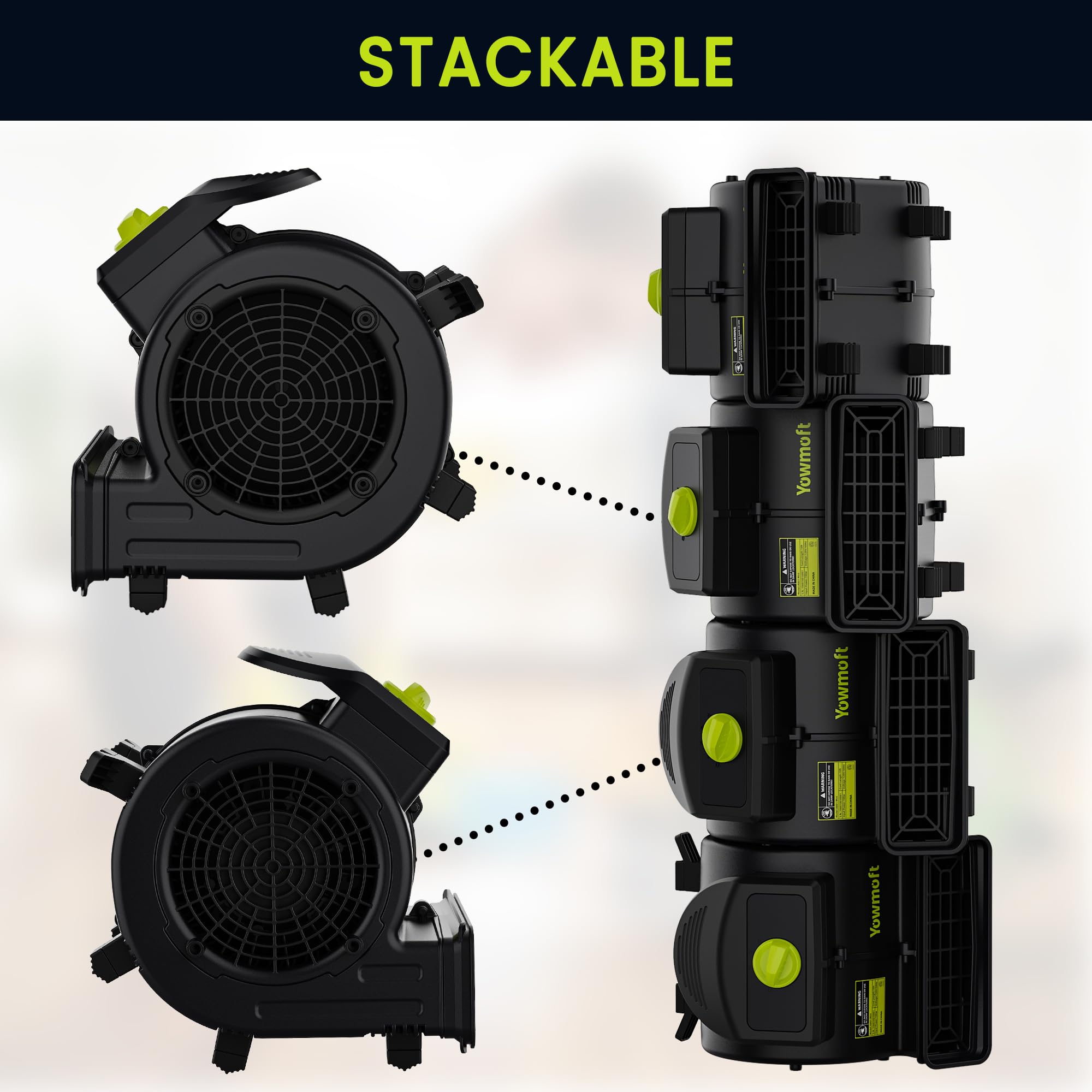 Air Mover, potente secadora de alfombras de 100 W para enfriar, ventilador de secado de piso de 550 CFM con 4 velocidades y 3 posiciones de soplado, soplador de piso para limpieza, fontanería 8