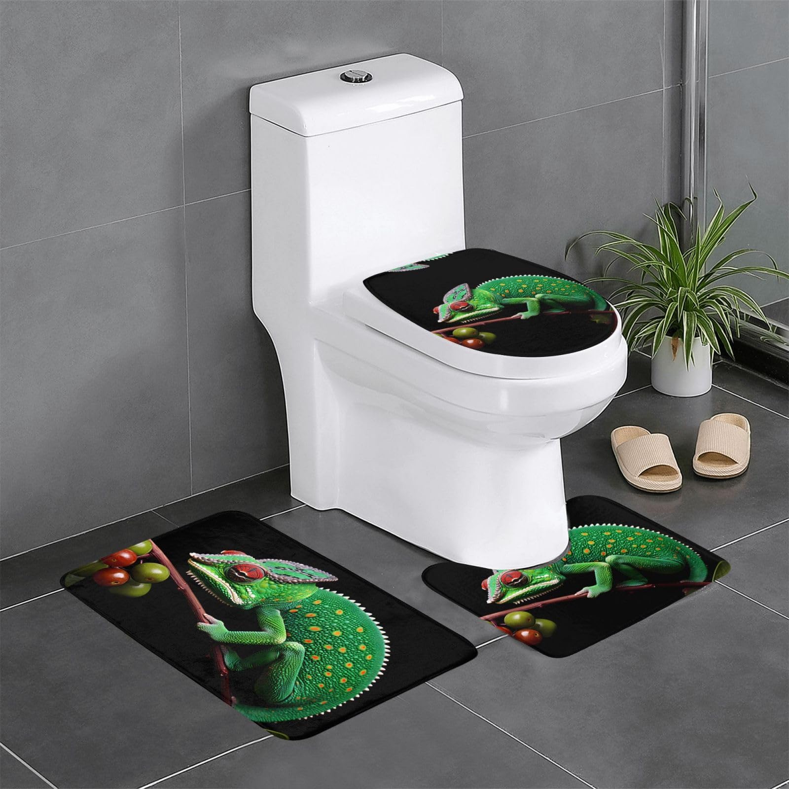 Tapis de salle de bain antidérapants haut de gamme au motif caméléon original