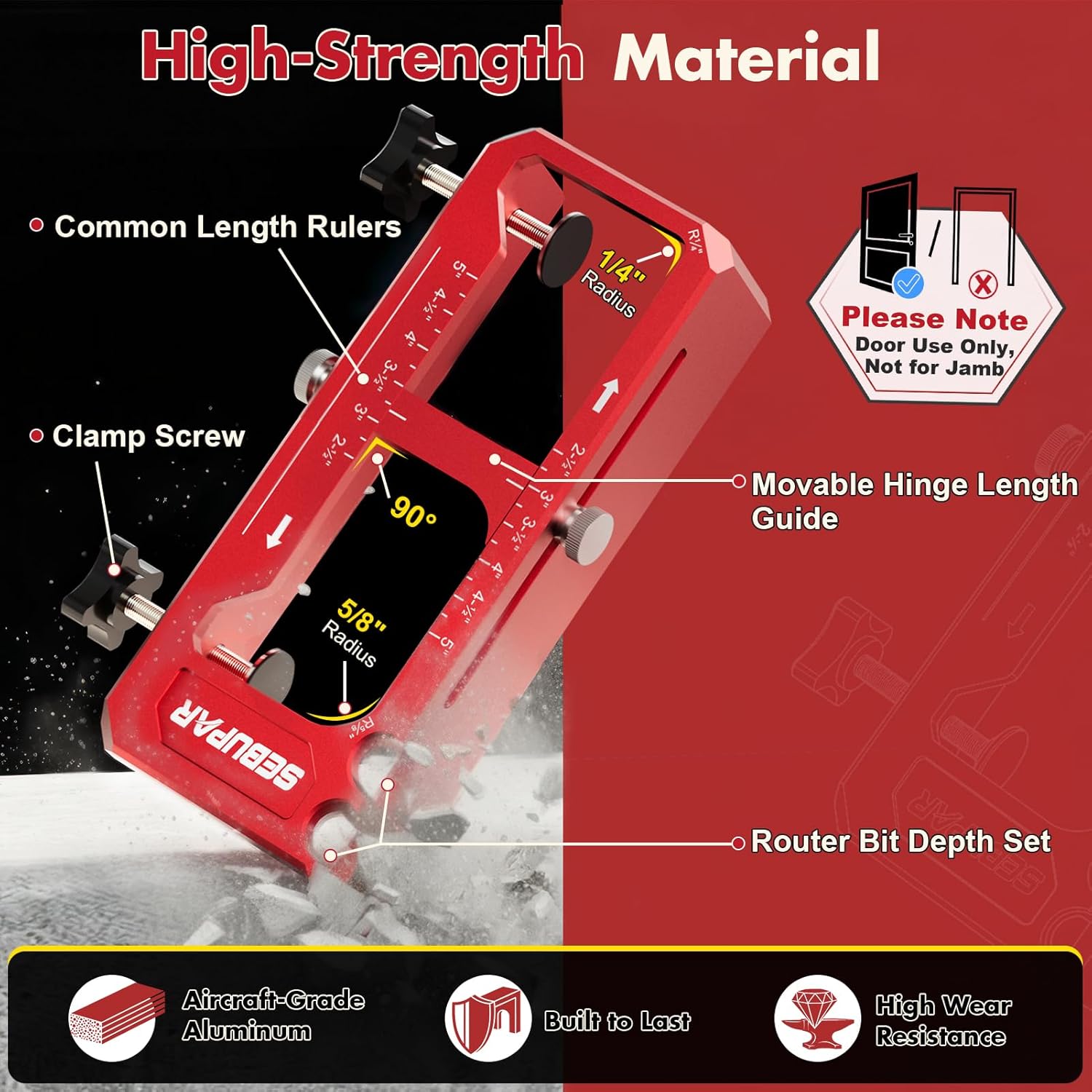 Door Latch Kit Bundle with Aluminum Door Hinge Jig, Red