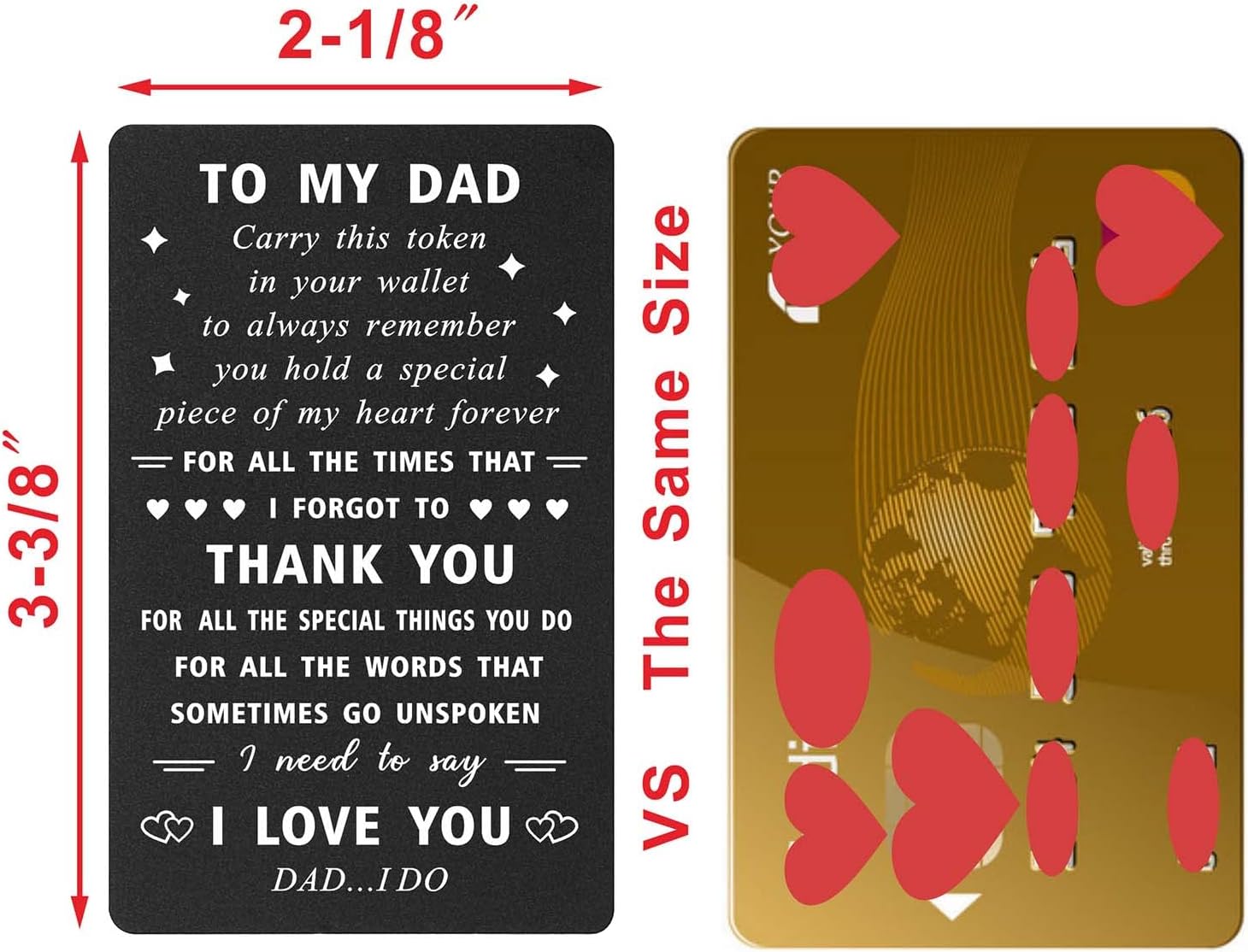 ENGZHI Dad Christmas Card from Daughter, Thank You I Love You Daddy Birthday Cards, Dad Fathers Day Gift Ideas, Metal Engraved Wallet Card - Image 2