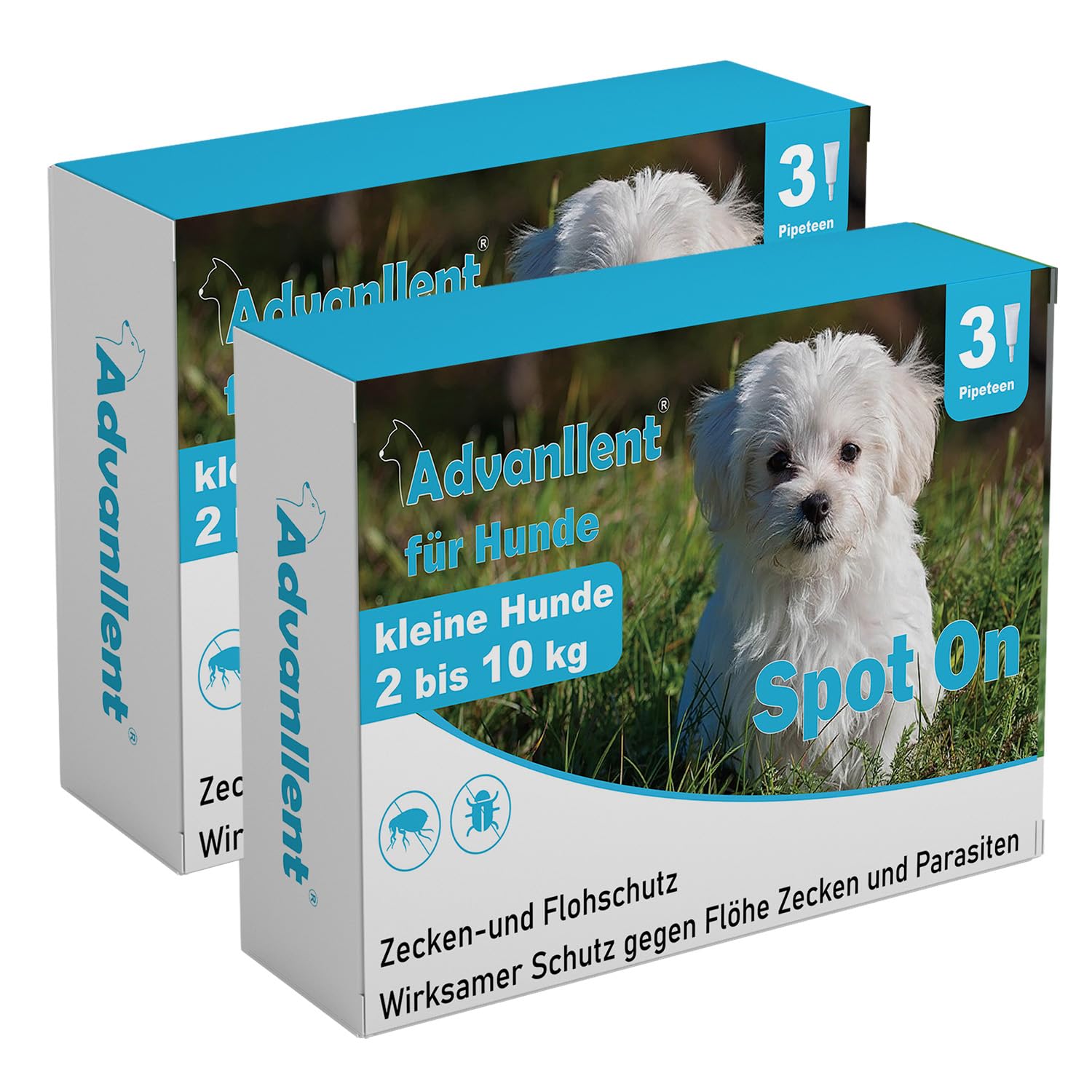 Advanllent Zeckenschutz für Hunde 6 Pipetten, Spot On Hund, Zeckenmittel für kleine Hunde 2 bis 10 kg, Hunde flohmittel entwurmungsmittel für Hunde, gegen Flöhe & Zecken