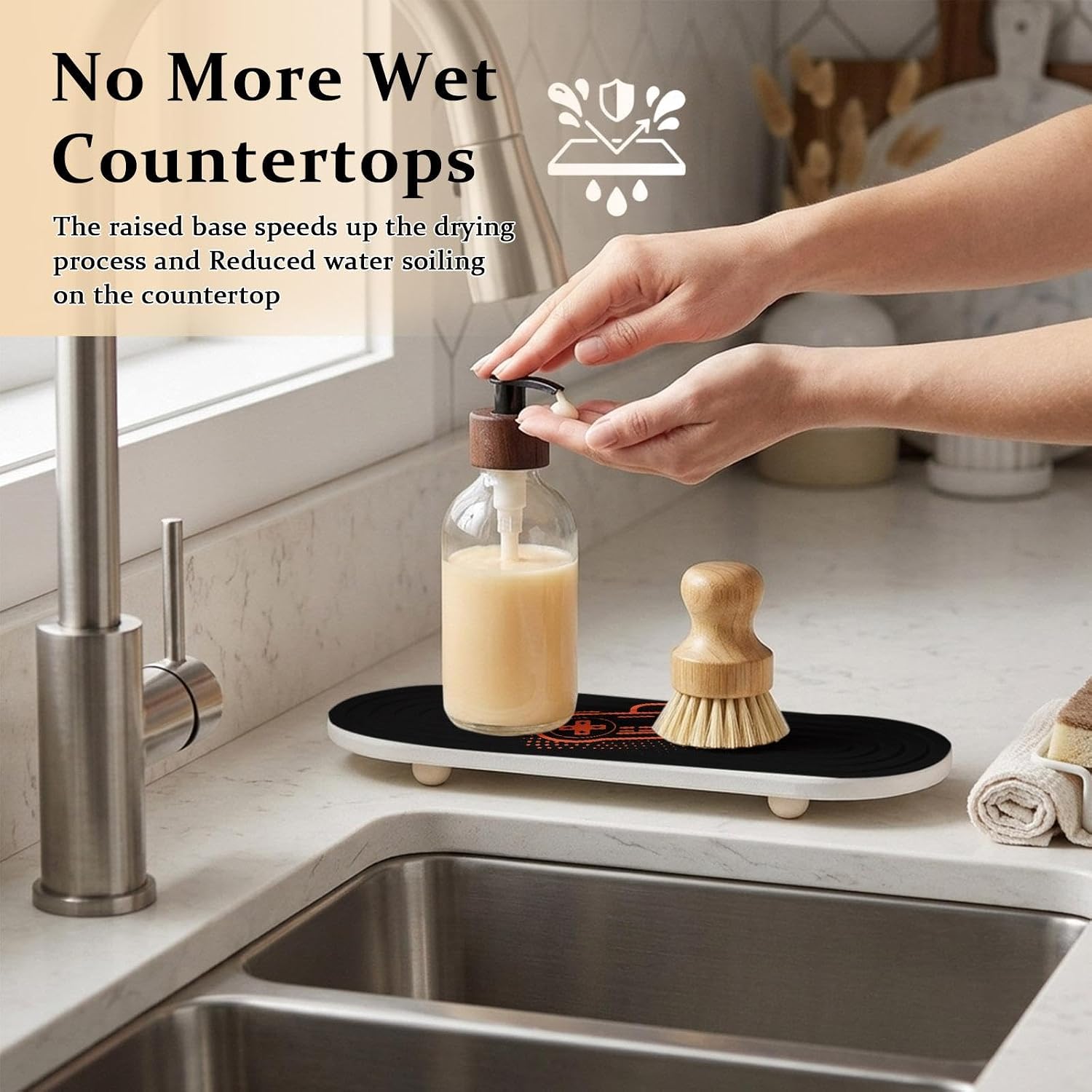 Water Absorbent Diatomite Coasters, Orange Game Controller Stone Drying Mat for Kitchen Counter Bathroom, Modern Art Gaming Handheld Black Stone Sink Tray Sponge Dish Holder Decorative Tray 12x4 image 5