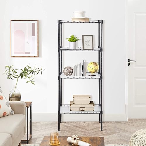 Miniatura 6 de Estantería de alambre de 4 niveles de 44 pulgadas de alto x 18 pulgadas de largo x 12 pulgadas de profundidad, estantes de metal para almacenamiento