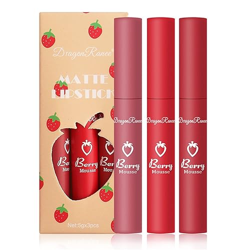 Miniatura 1 de Juego de lápiz labial mate de 3 colores mate nude, larga duración, impermeable, antiadherente, barra de labios nude, juego de maquillaje para