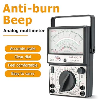 Mechanical Multimeter, Mf47 Analog Pointer Multimeter Ac/Dc Voltage/Current/Resistance/Capacitance Meter With Anti-Burn Buzzer (0-2500V,0-10K Ohm,0-10A)