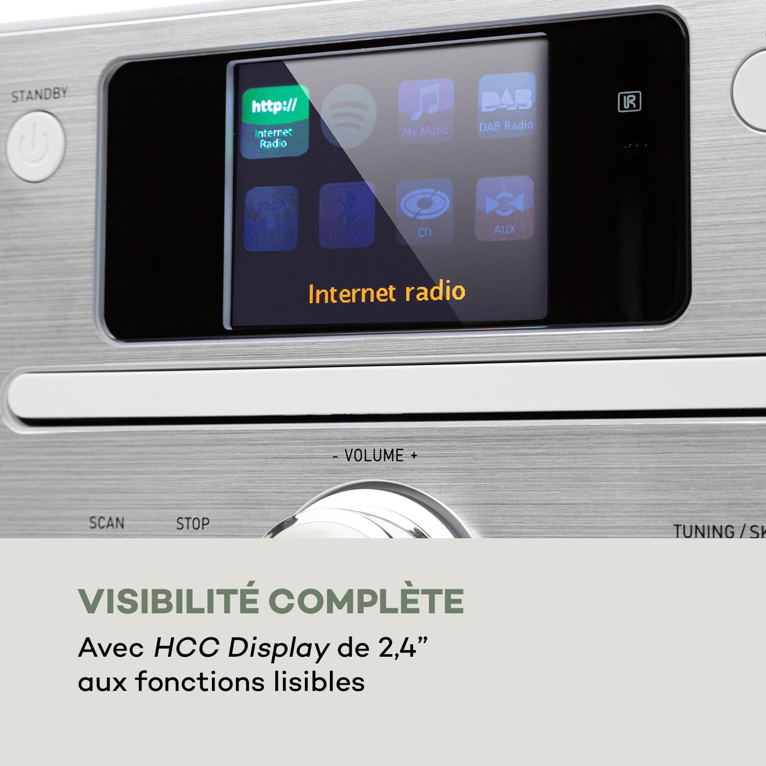 Auna Radio Portable CD, Chaine HiFi, Poste Radio Numérique Dab/Dab+/FM et Streaming, Radio Portables Stéréo LED, Écran TFT, Radio FM, MP3, AUX, Alarme de Réveil, Fixation au Mur, Alimentée au Secteur