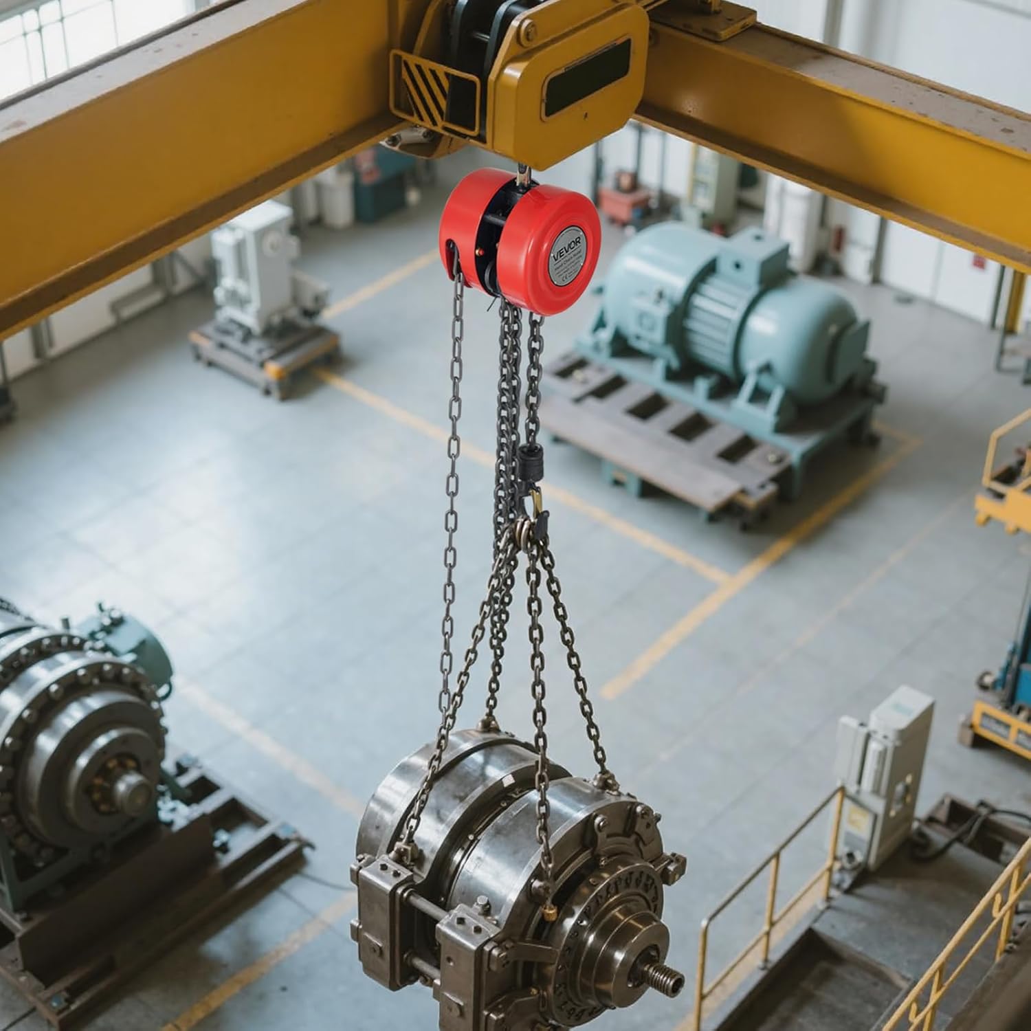 VEVOR Hand Chain Hoist, 1 Ton 2200 lbs Capacity, Manual Chain Block with Upgrade G70 Galvanized Chain, 8 ft Lifting Height, Heavy Duty Pulley Hoist for Garage Warehouse Automotive Machinery, Red