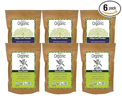 RADICO100% ORGANIC INDIGO LEAF POWDER+100% ORGANIC HENNA POWDER