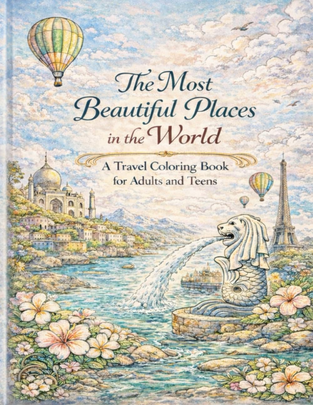 The Most Beautiful Places in the World A Travel Coloring Book for Adults and Teens