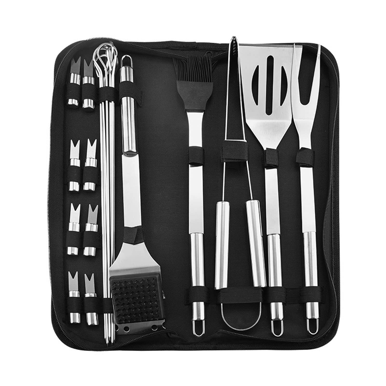 SEFAX Portable Camp Cooking Utensil Set, Stainless Steel Grilling Kit, Grill Accessories, BBQ Tools Set, Suitable for Travel, Picnics, RVs, Camping, BBQs (Size : 20pcs)