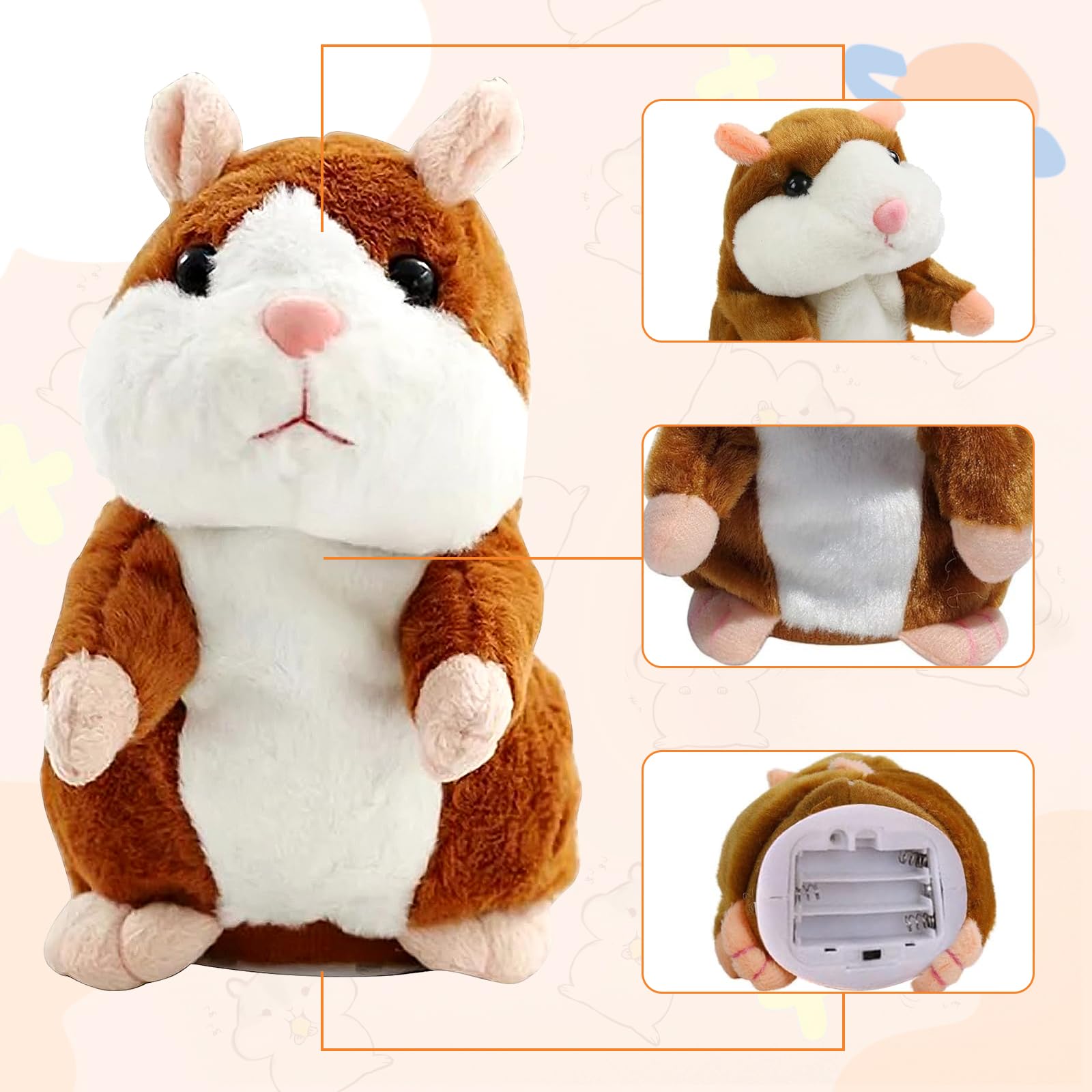 JOKILY Hámster parlante, hámster que habla, juguete de peluche para hámster, juguetes de peluche para niños, juguetes de peluche para niños, regalo de cumpleaños infantil