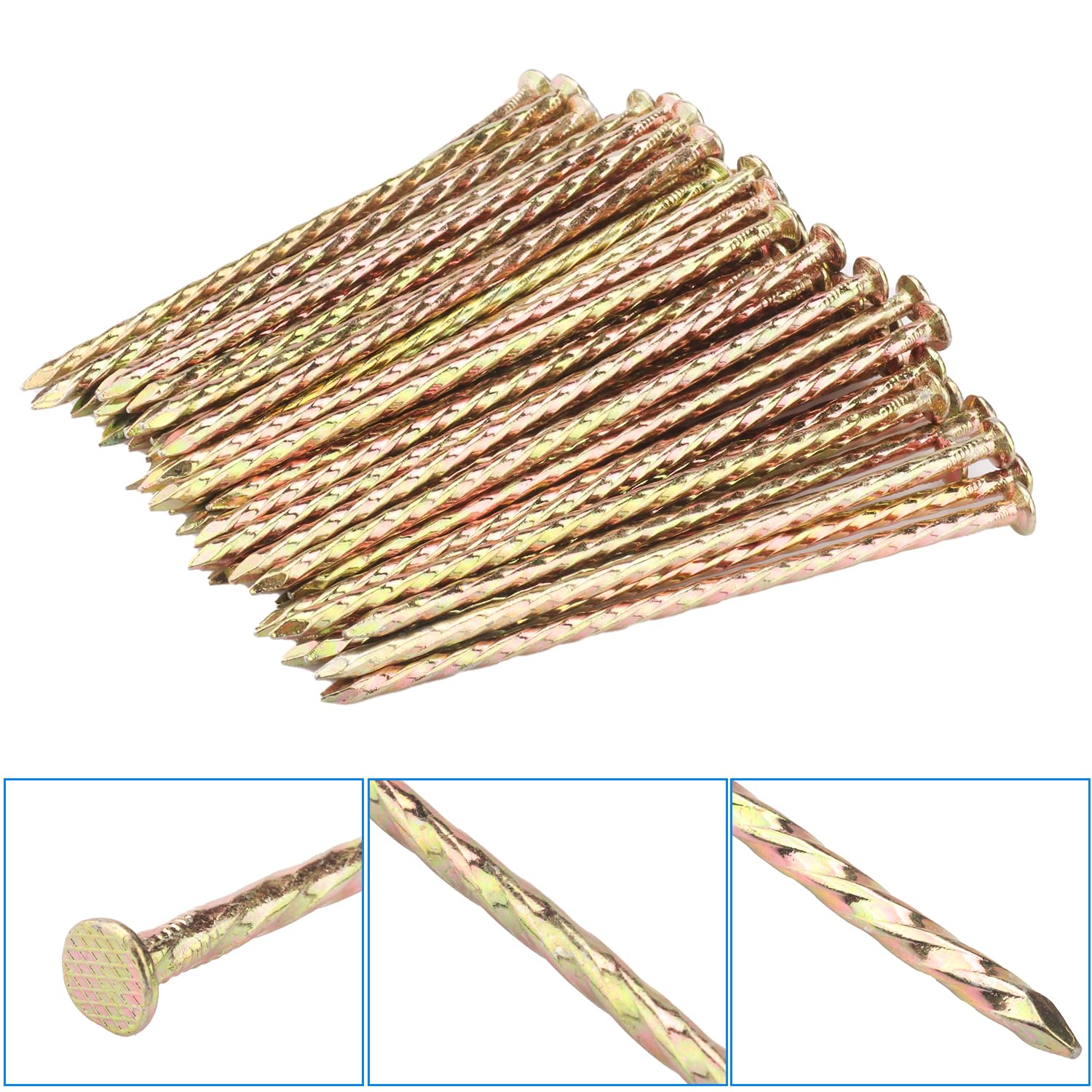 120 picchetti a spirale in metallo galvanizzato da 15,2 cm, picchetti da giardino in metallo zincato, antiruggine, chiodi da giardino per erba artificiale, barriera contro erbacce, tende, carpenteria