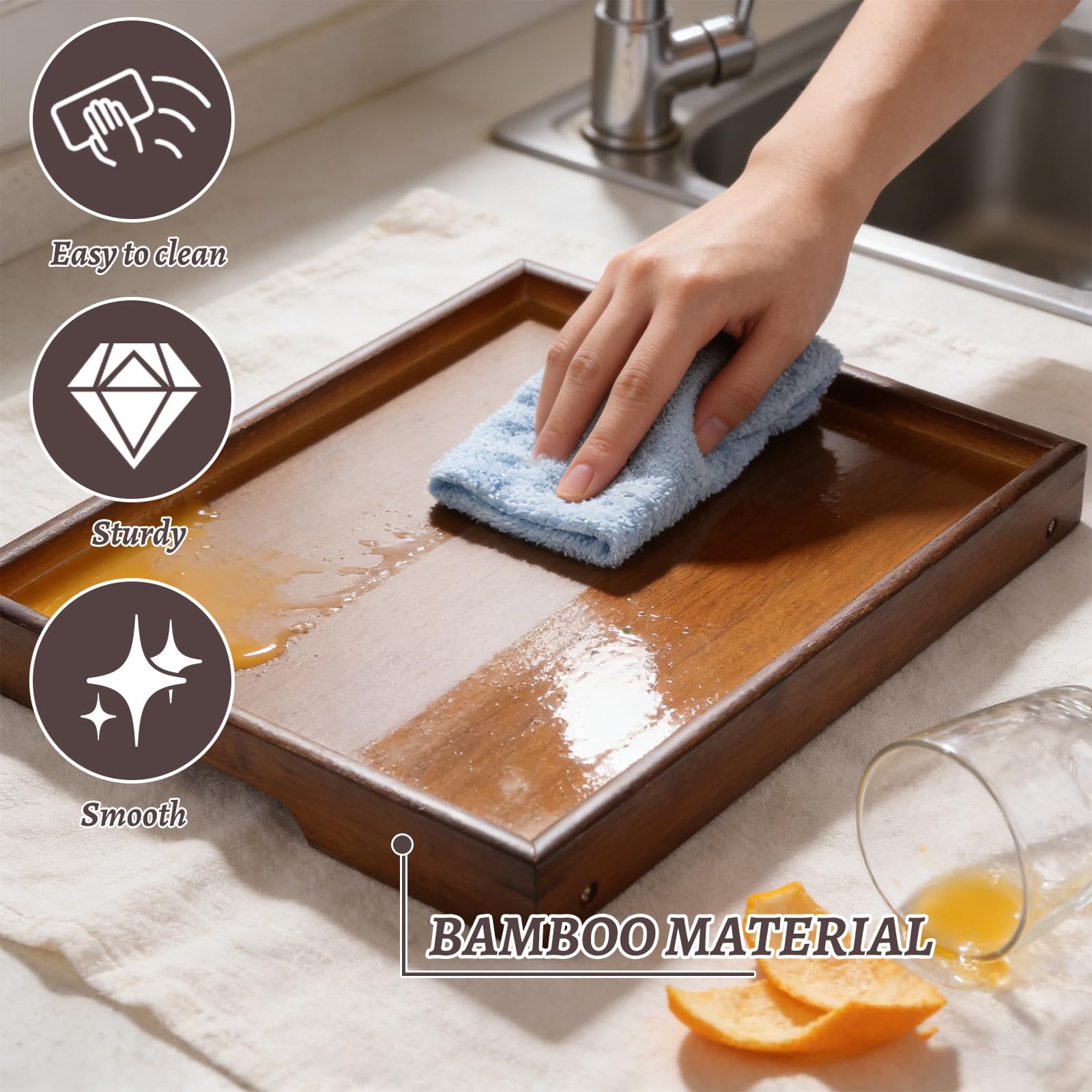 DAJAVE 2 bandejas de cama para comer, bandeja de desayuno con patas plegables, bandejas de bambú para sofá, comer, trabajar, se utiliza como bandejas de escritorio para aperitivos