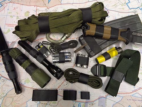 Miniatura 7 de Bandas de goma tácticas tamaño #82 (2 12 pulgadas x 12 pulgadas), 100 bandas de goma negras extra anchas, pequeñas, gruesas, fuertes, resistentes al