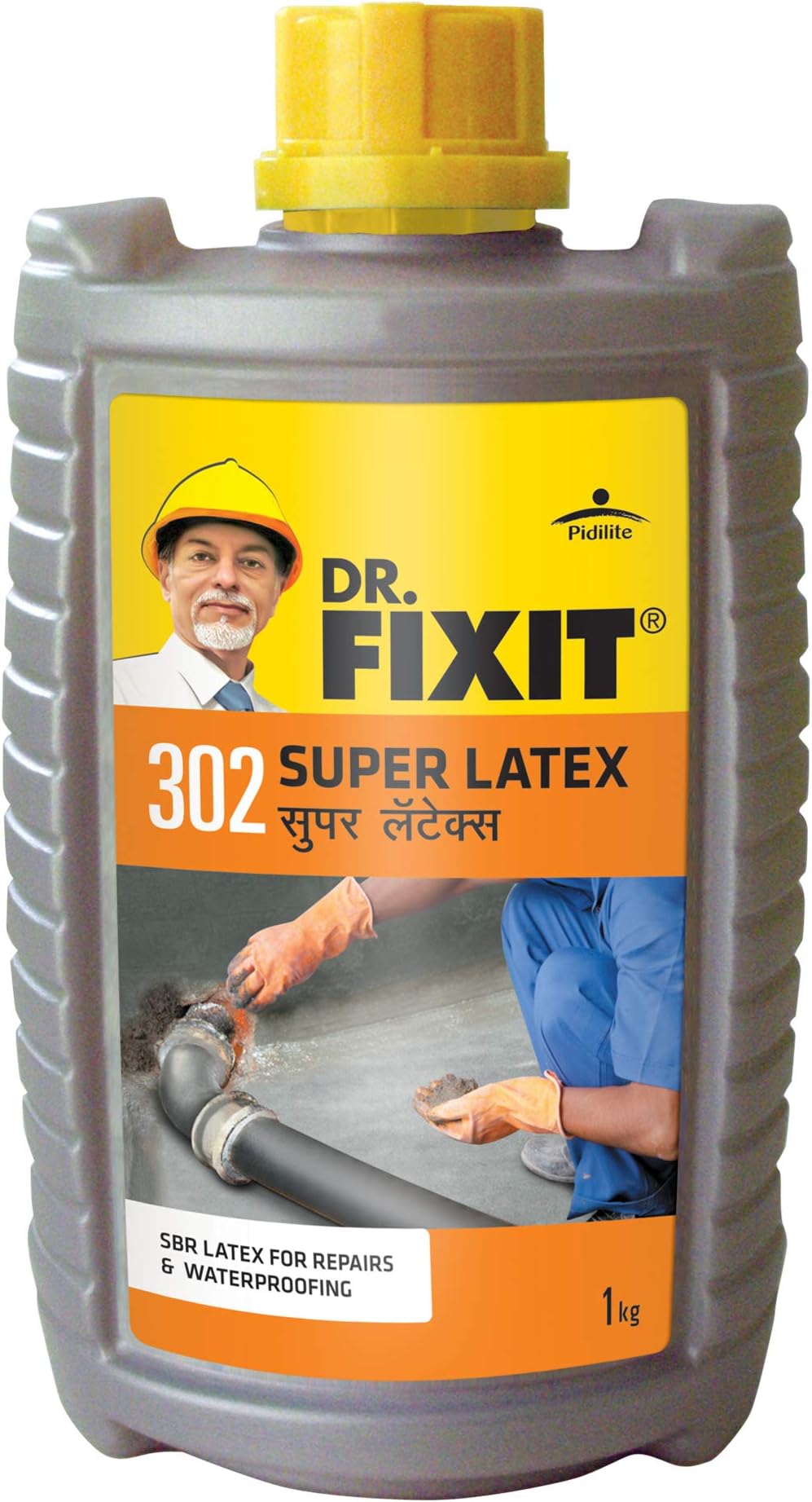 DR. FIXIT 302 SBR Latex Super Latex SBR Latex For Waterproofing & Repairs for Roofs, Terraces,Bathrooms, Toilets - 1Kg, (Grey) (1Pc), Bonds strongly to concrete, masonry, stone work, plasters
