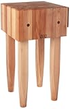 PCA1 Maple Wood End Grain Solid Butcher Block with Side Knife Slot, 18 Inches x 18 Inches x 10 Inch Top, 34 Inches Tall, Natural Maple Legs