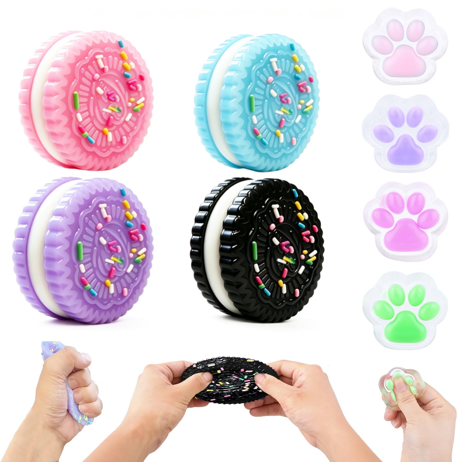 Kit Taba Squishies,4pezzi di Giocattoli Squishy di Biscotto,Alleviare lo Dtress Per Bambini e Adulti,Sensoriali Dal Design Carino,Gadget Per l’ansia e Bomboniere,Extra di 4pezzi Zampe Di Gatto Taba | TPR morbido atossico, a lento recupero, tascabile, per ufficio, scuola e viaggi, allevia l'ansia in qualsiasi momento