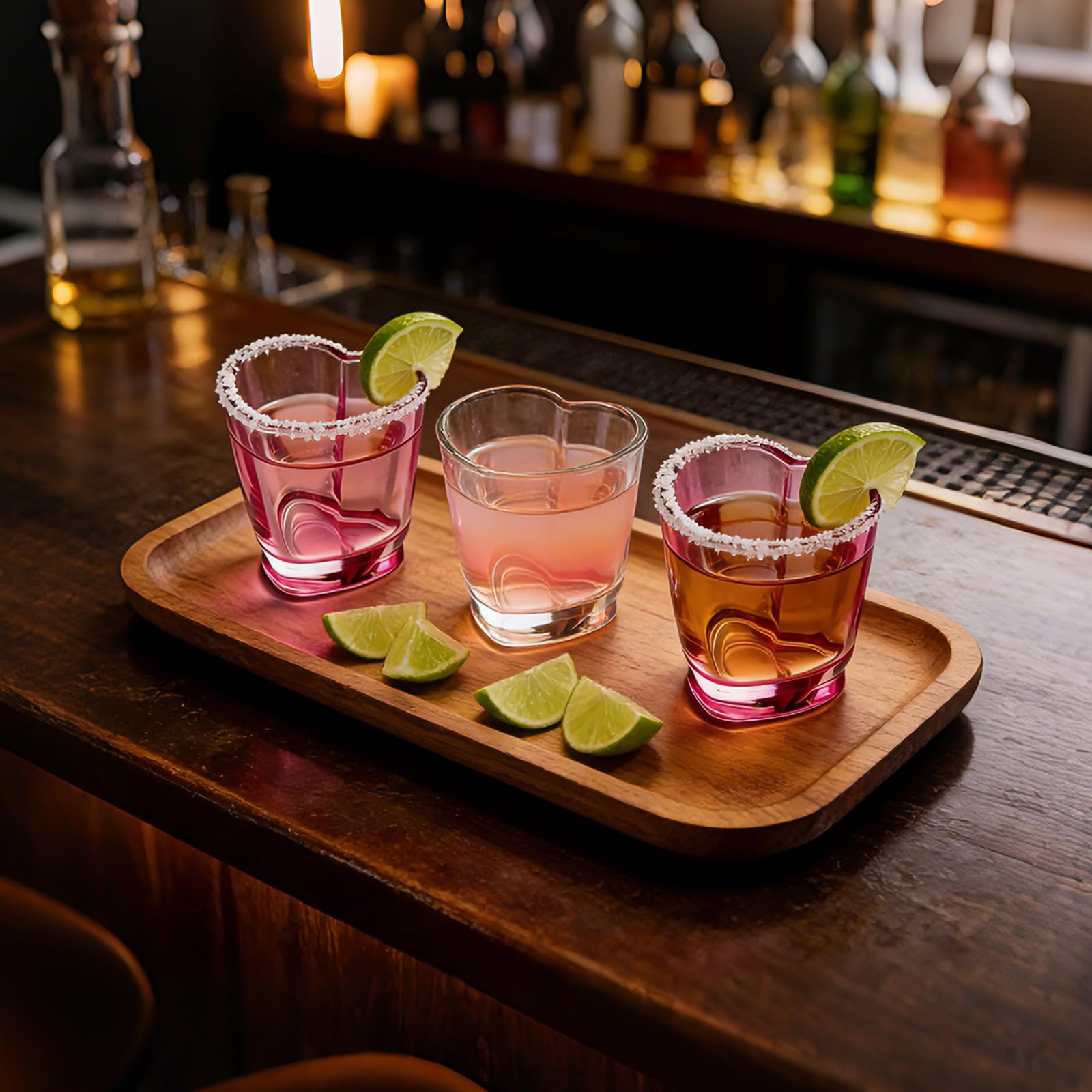 Juego de 6 vasos de chupito con forma de corazón de 1.5 onzas, vasos de chupito Soju, bonitos vasos de chupito a granel, vasos de chupito de tequila, vasos de chupito rosa