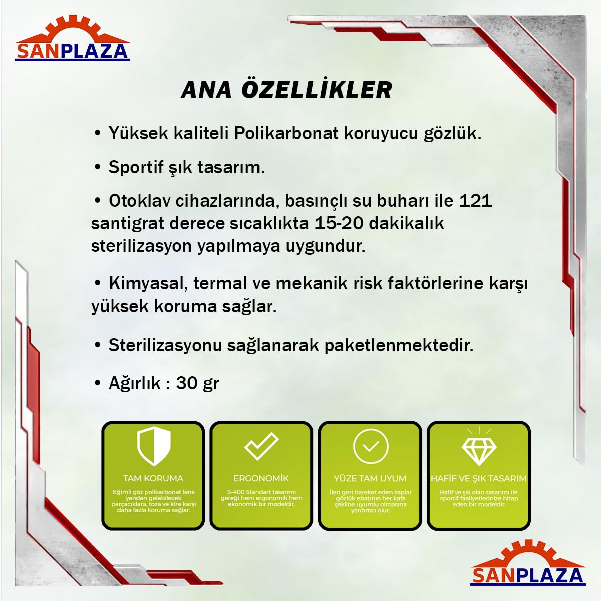 Sanplaza Baymax S-400 Şeffaf Toz Çapak Koruyucu İş Güvenlik Gözlüğü Kulak Ayarlı UV Korumalı Laboratuvar İşçi Gözlüğü Çocuklar İçin Tam Korumalı Gözlük 1-3-5-12 Adet (3)