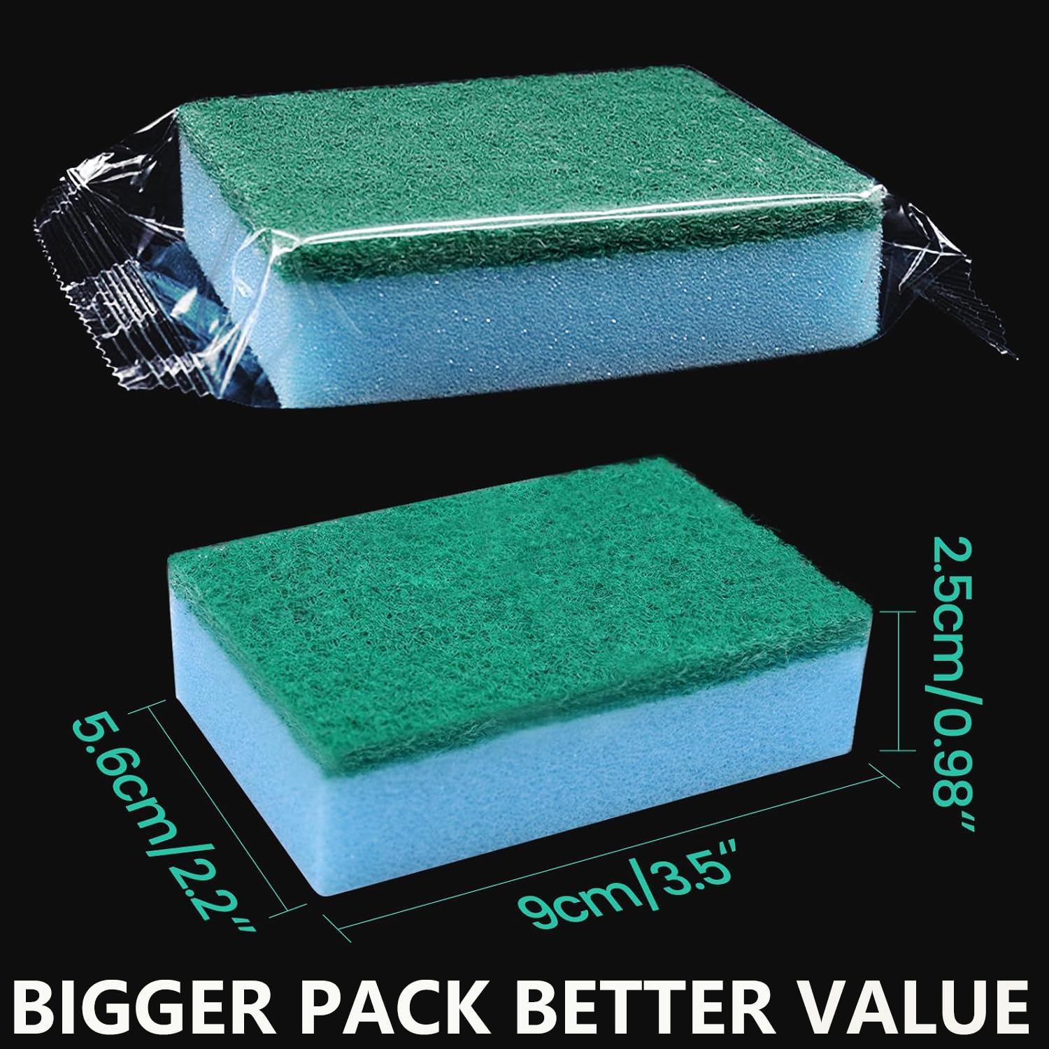 Paquete de 660 esponjas azules envueltas individualmente, esponja envuelta individualmente para cocina, fregar, lavar platos, lavar platos, limpieza de lavavajillas, fregadero, funda a