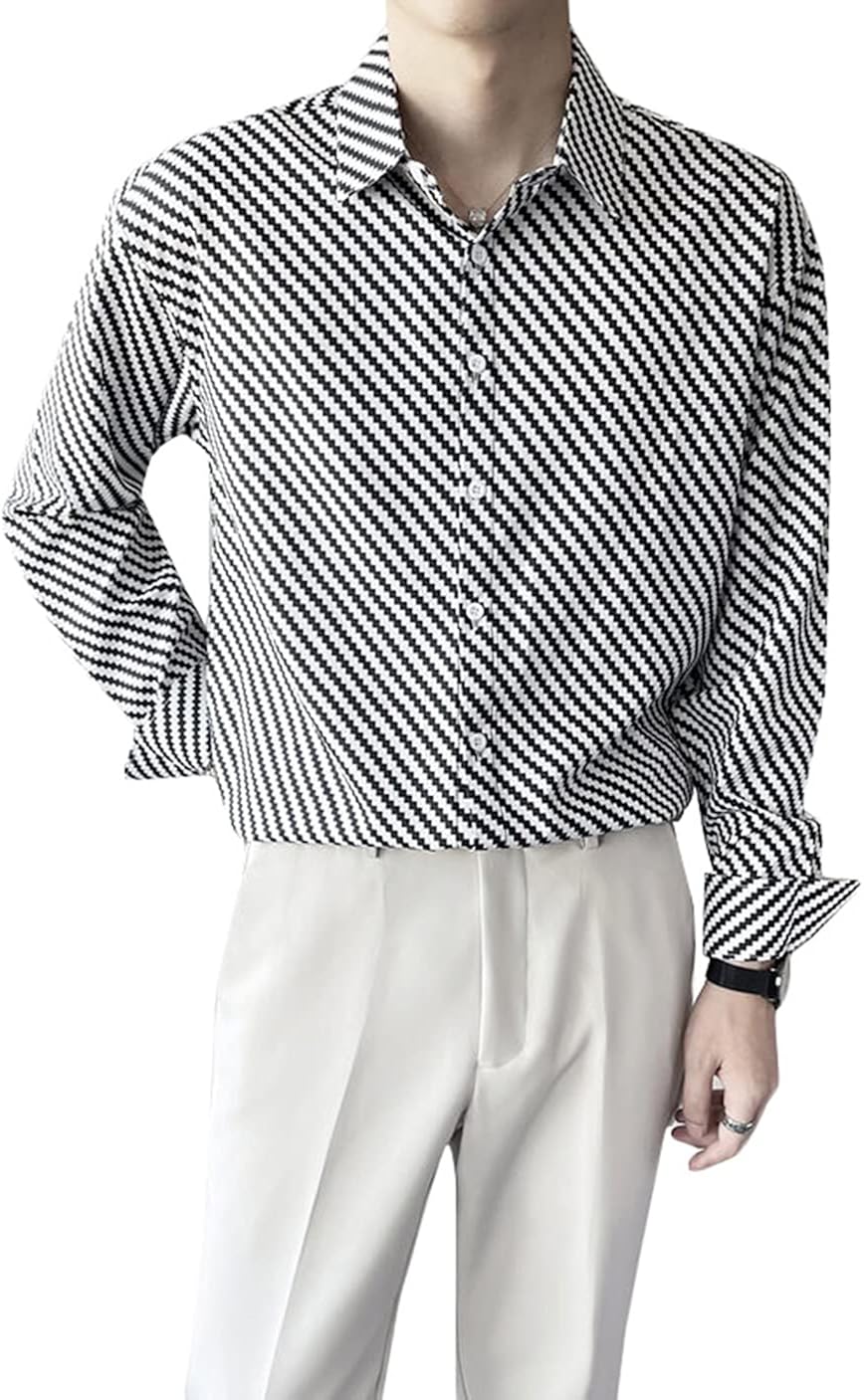 ｄｍｂｉｎｓｈｕｎ シャツ メンズ ゆったり 長袖シャツ カジュアル 柄 ボタンダウン ワイシャツ ビジネス おしゃれ 襟付き 紳士 仕事着 メンズシャツ 通勤