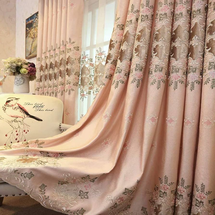 ヨーロッパ風　カーテン　綺麗カーテン　おしゃれ　遮光　可愛い　上質　上品 遮光カーテン ヨーロッパ風 ドレープカーテン 刺繍 1.5倍