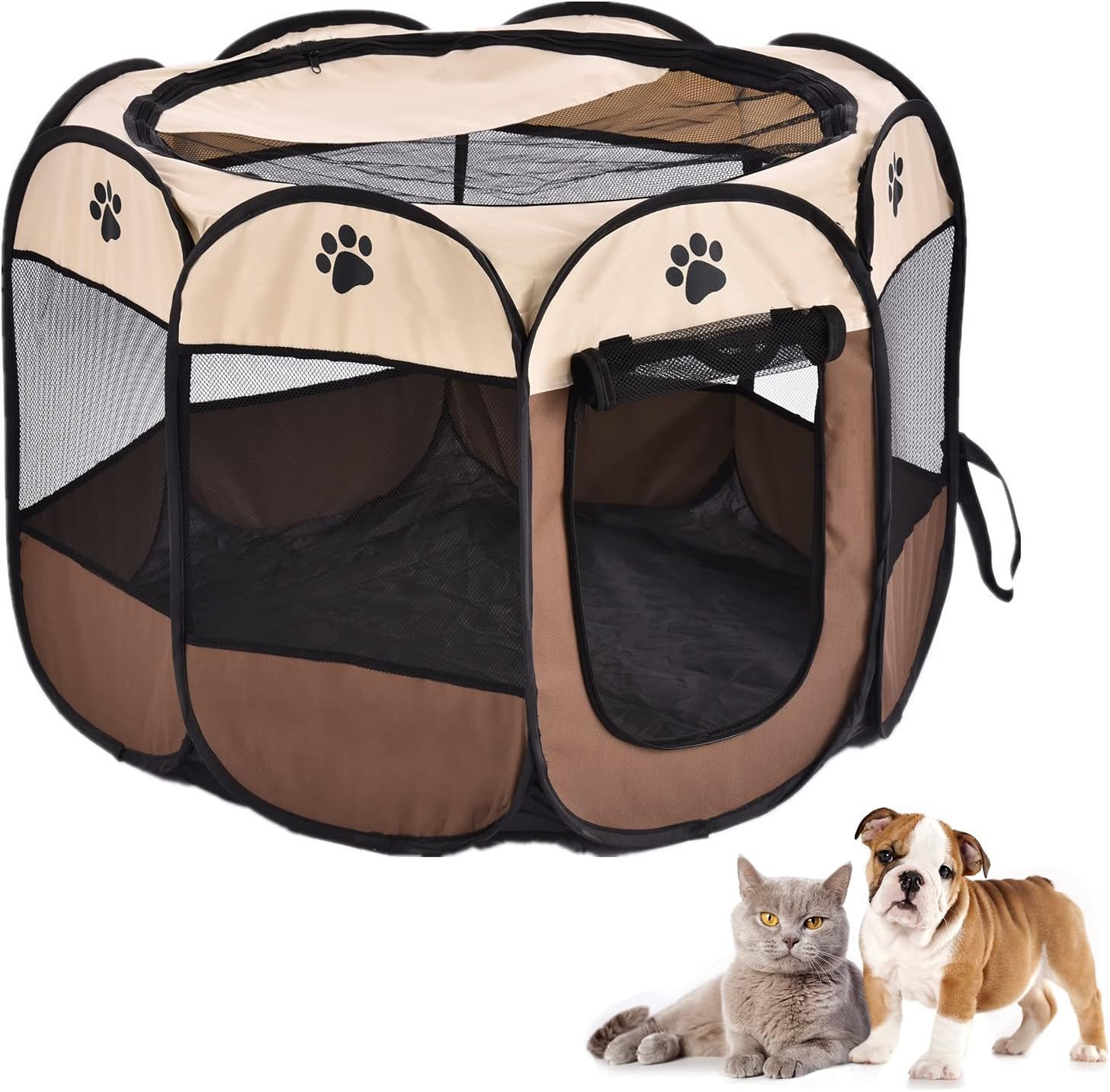 Sararoom Portable Foldable Pet Playpen Puppy Exercise Kennel with Carrying Case for Dogs Cats Indoor Outdoor Travel Camping Use (36 x 36…