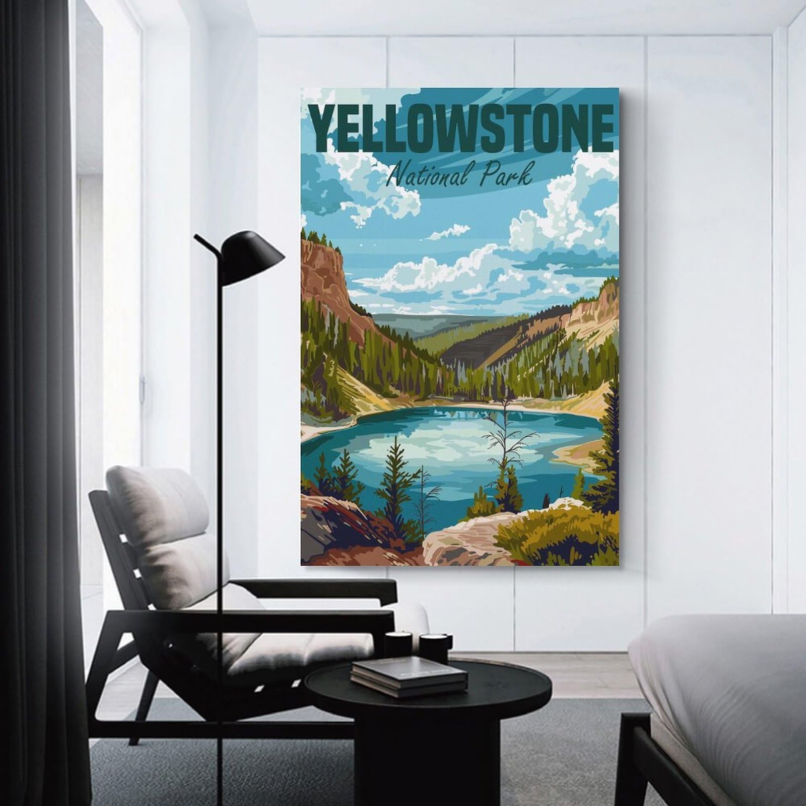 Junmoney Yellowstone National Park(3) Canvas Wall Decor, 20x30inch(50x75cm), for Home Office, Desk Area Or Studio, Wall Art That Adds Style to Work Areas