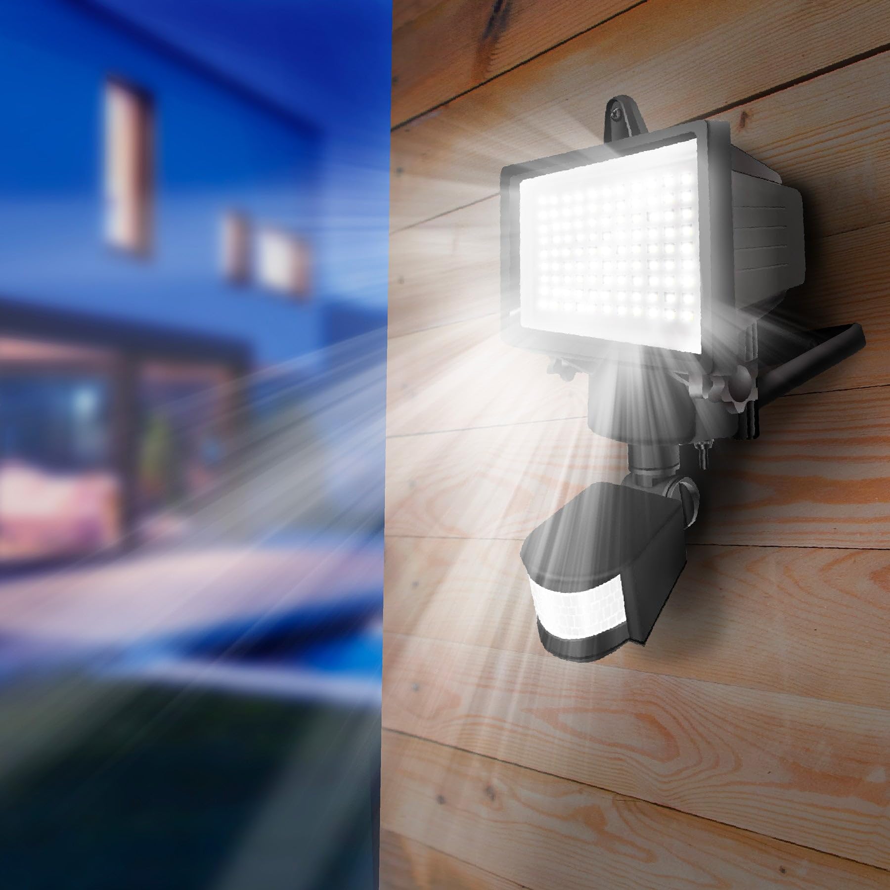 Lumisky Set di 2 faretti solari neri potenti pannelli solari deportati LED bianco COOPER BLACK H22cm con sensore di movimento orientabile