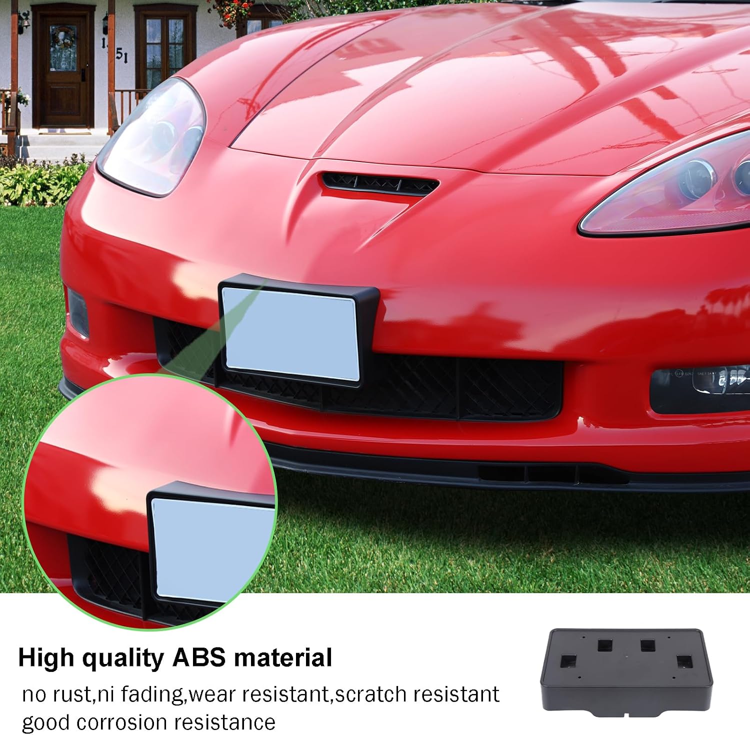 Front License Plate Bracket Compatible with C6 Corvette 2005-2013 Accessories, Front Bumper License Plate Bracket, 1Pcs (Matte Black)