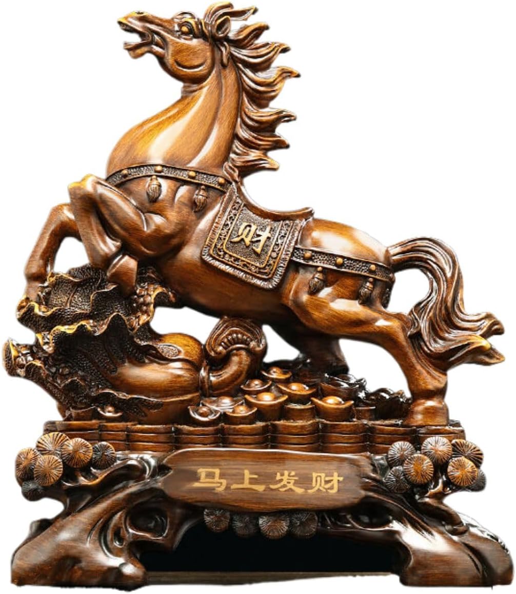 马上发财生肖马摆件 Feng Shui Figurine Home Office Decor Chinese Gifts 白菜招财客厅老板办公室装饰品乔迁开业礼物 8756