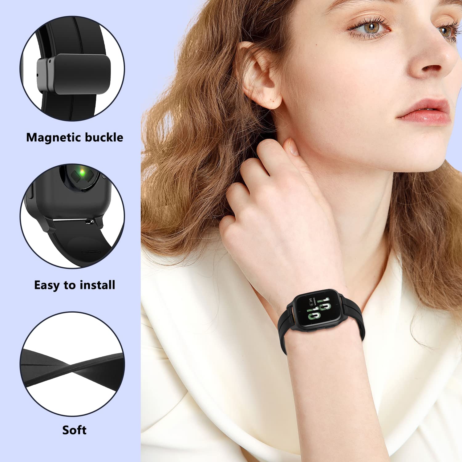 Bracelet Métal Acier Inoxydable 20mm Pour Amazfit GTS/GTR/Bip - Compatible Nombreuses Montres, Réglable, Noir - 9