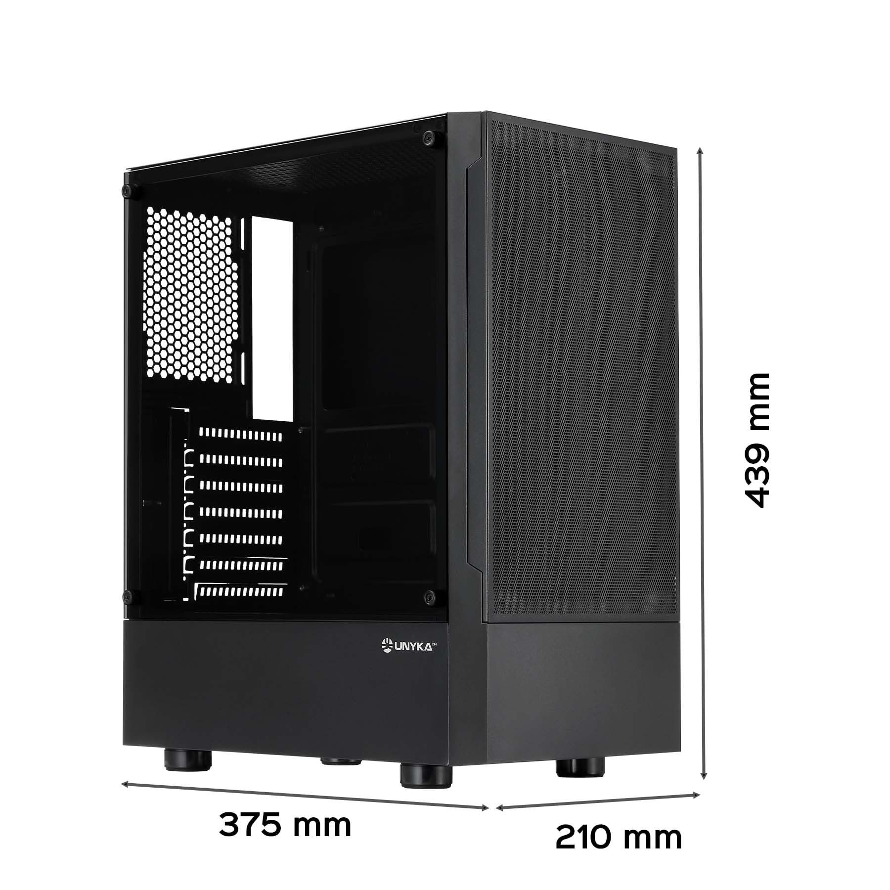 UNYKAch Caja ATX Aero C35,con Panel Lateral de Cristal Templado Tintado, con 2 Puertos USB 3.0, 1 USB 2.0, para Instalación de Tarjetas Gráficas de hasta 315 mm y Disipadores de CPU de hasta 160 mm