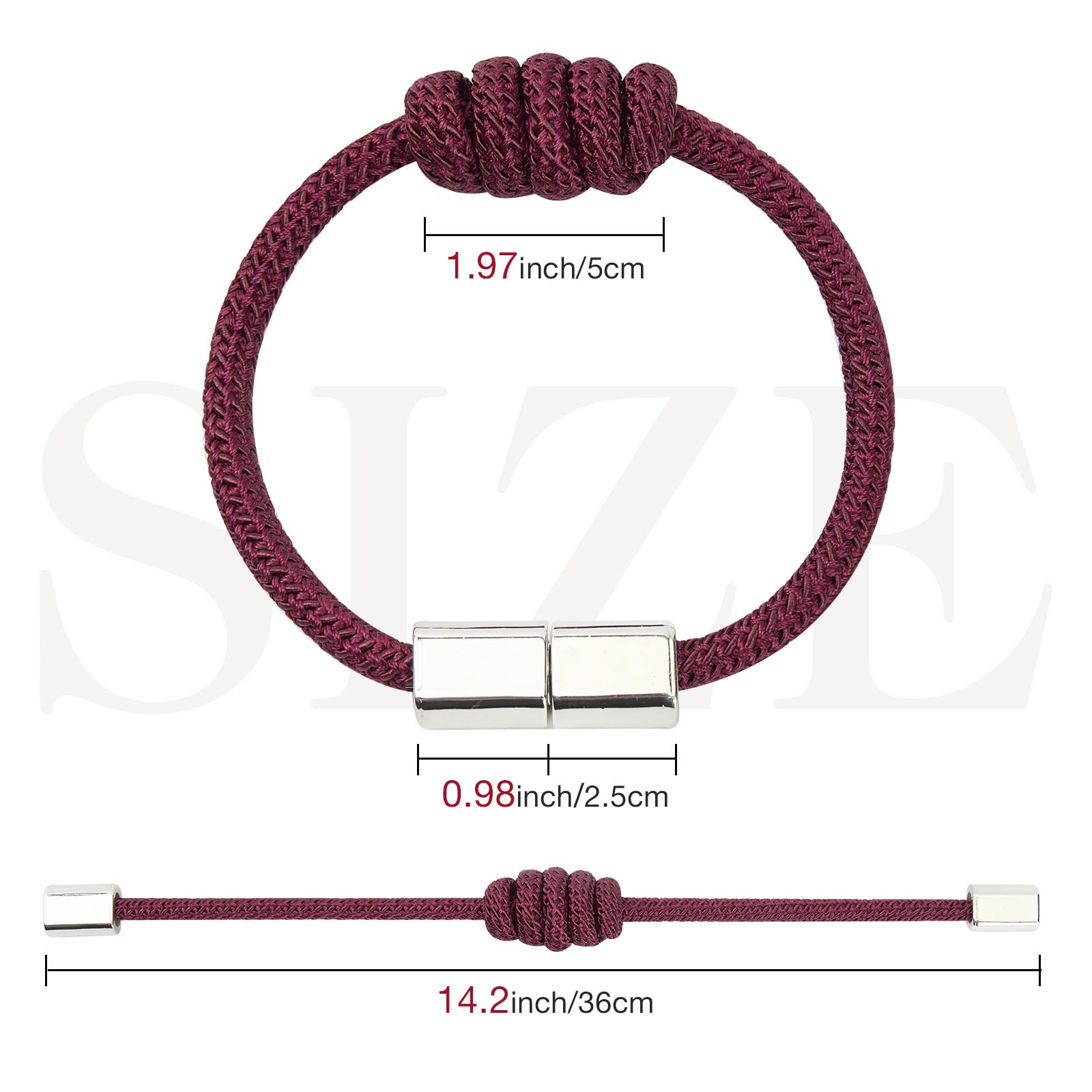 Pretty Jolly 2 Pack Mini Magnetic Curtain Tiebacks Modern Simple Style Drape Tie Backs Elegant Hand Weave Rope Knot Decorative Curtain Holdbacks for Home & Office Window Drapery (Wine Red) - Image 4