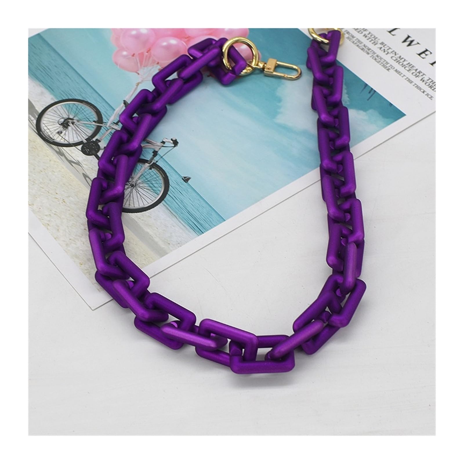 Kette für Tasche Kunststoff Volltonfarbe oder Mischfarbe in 20 mm * 30 mm Messenger-Handtaschengürtel Damen Umhängetaschengurt Lackkette TascheKette Ersatz für Handtaschen (Color : Lacquer purple, S