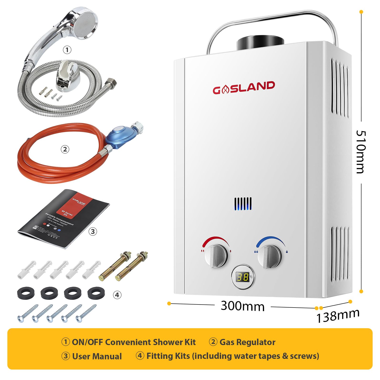 GASLAND BE158 6L Gas Water Heater, Freestanding Tankless Hot Shower System  with Portable Handle, Instant LPG Water Boiler for Campervan Shower Road  Trip Hot Tap Lpg Shower : Amazon.co.uk: Home u0026 Kitchen