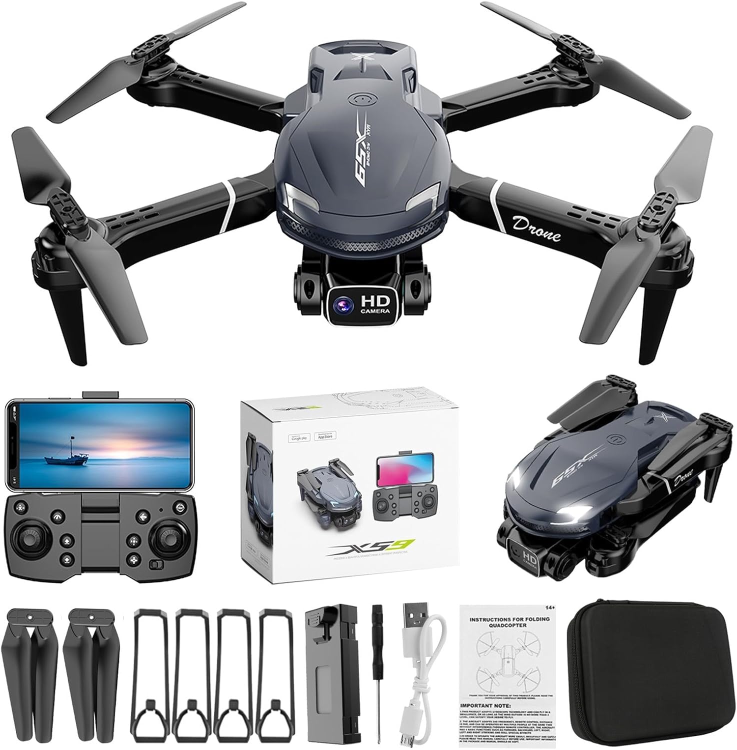 Drone with Camera Foldable Mini RC Quadcopter Drones with Altitude Hold, Headless Mode, Trajectory Flight Drone for Adults & Beginners