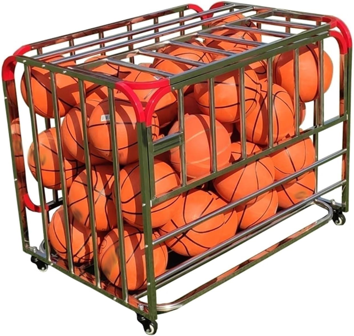 Lockable Basketball Storage Cage with Rolling Cart, Holds 40 Sports Balls – Ideal for Soccer, Volleyball, Football & Basketball - Perfect for Schools & Teams