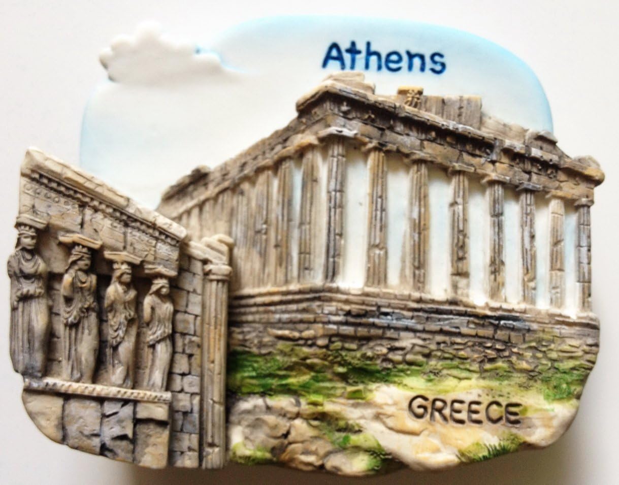 WitnyStore Tiny The Parthenon on The Athenian Acropolis in Athens Greece Southern Europe Tourist Attractions Resin Refrigerator Magnet Traveler Souvenir Gift Memento 3D Fridge Magnets