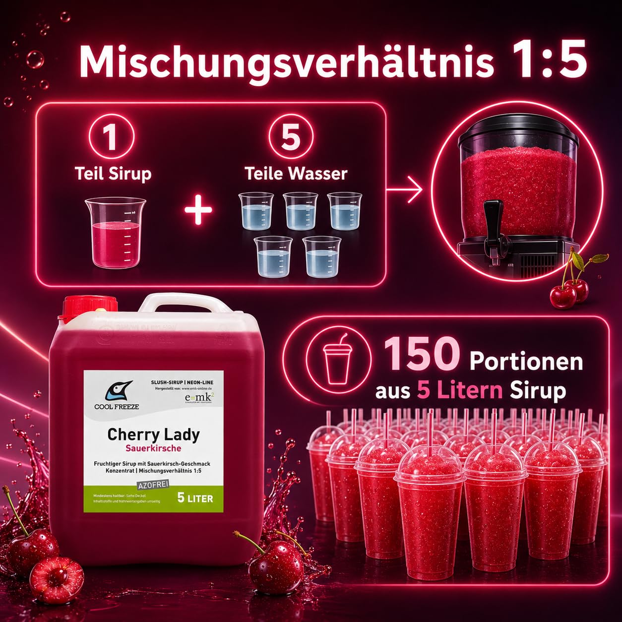 Slush-Eis-Sirup Im 4er-Pack | 5-Liter-Kanister | Top-Qualität Von Slushfun