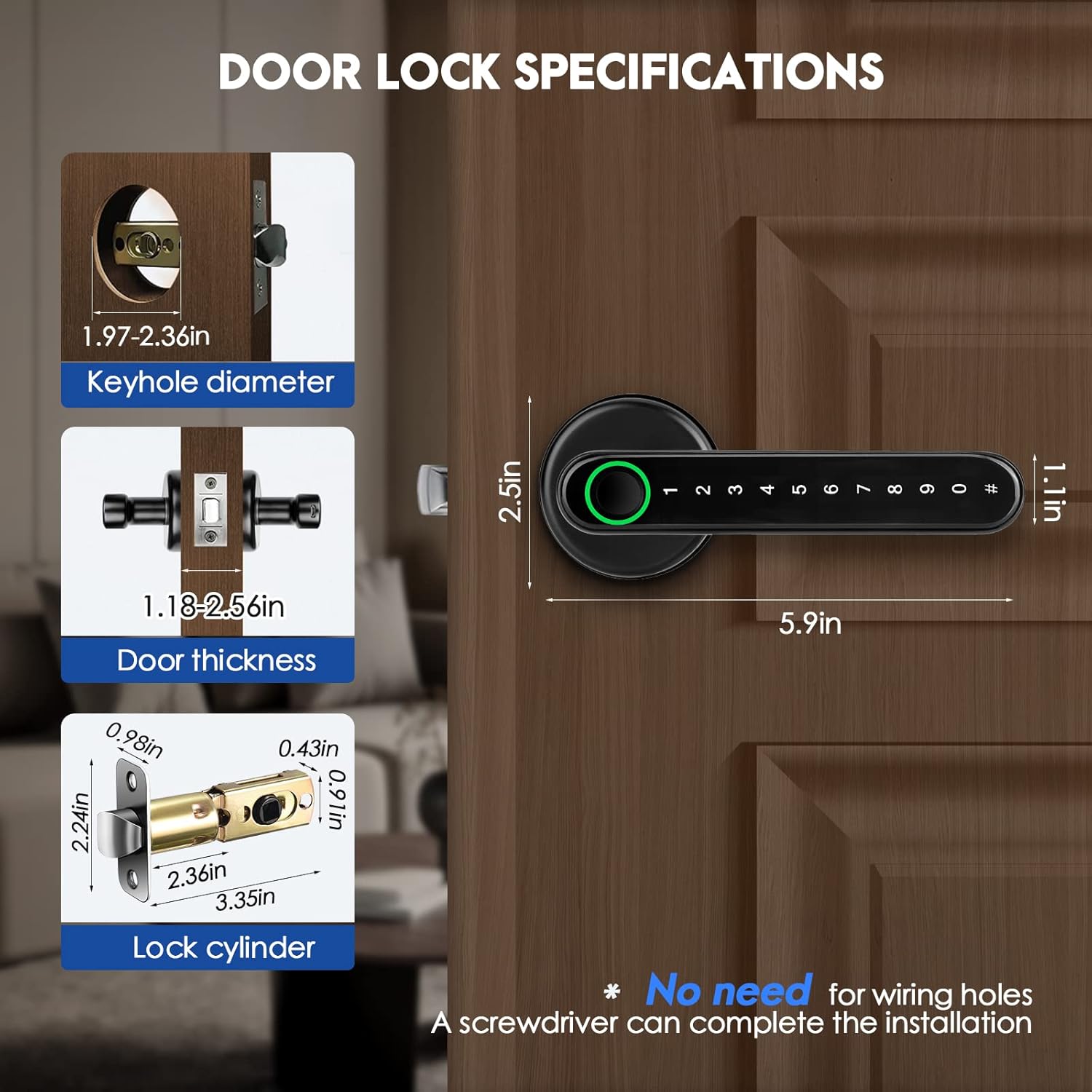 Door lock dimensions and keyhole specifications