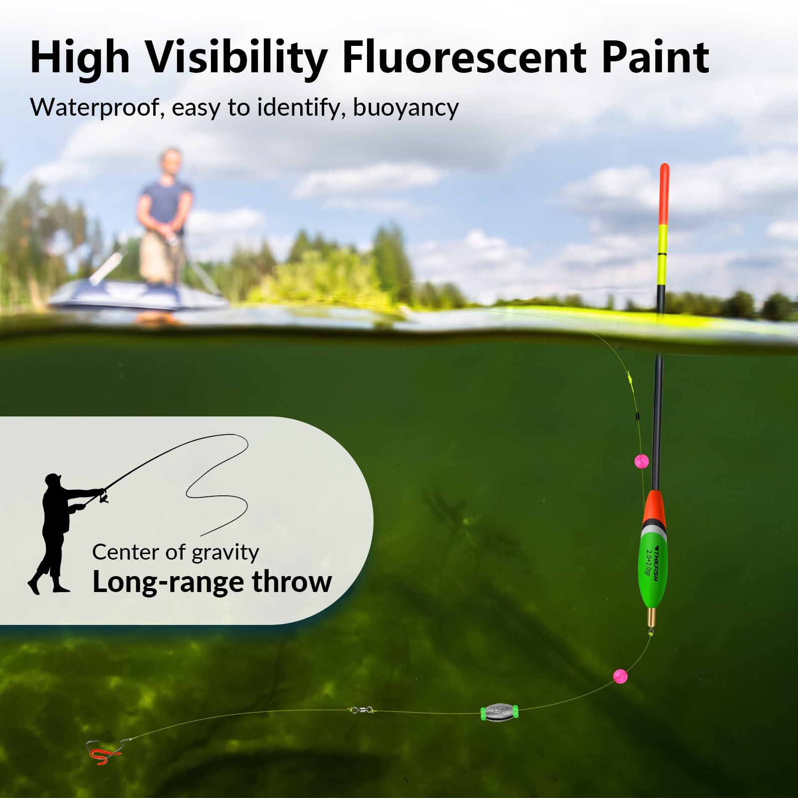 THKFISH Set di 5 galleggianti da pesca in legno con colori vivaci, 2,5 + 3 g/2,5 + 2,5 g/2,5 + 2,5 g/2,0 + 2,0 g/1,2 + 2,0 g/1,5 + 1,5 g (A)