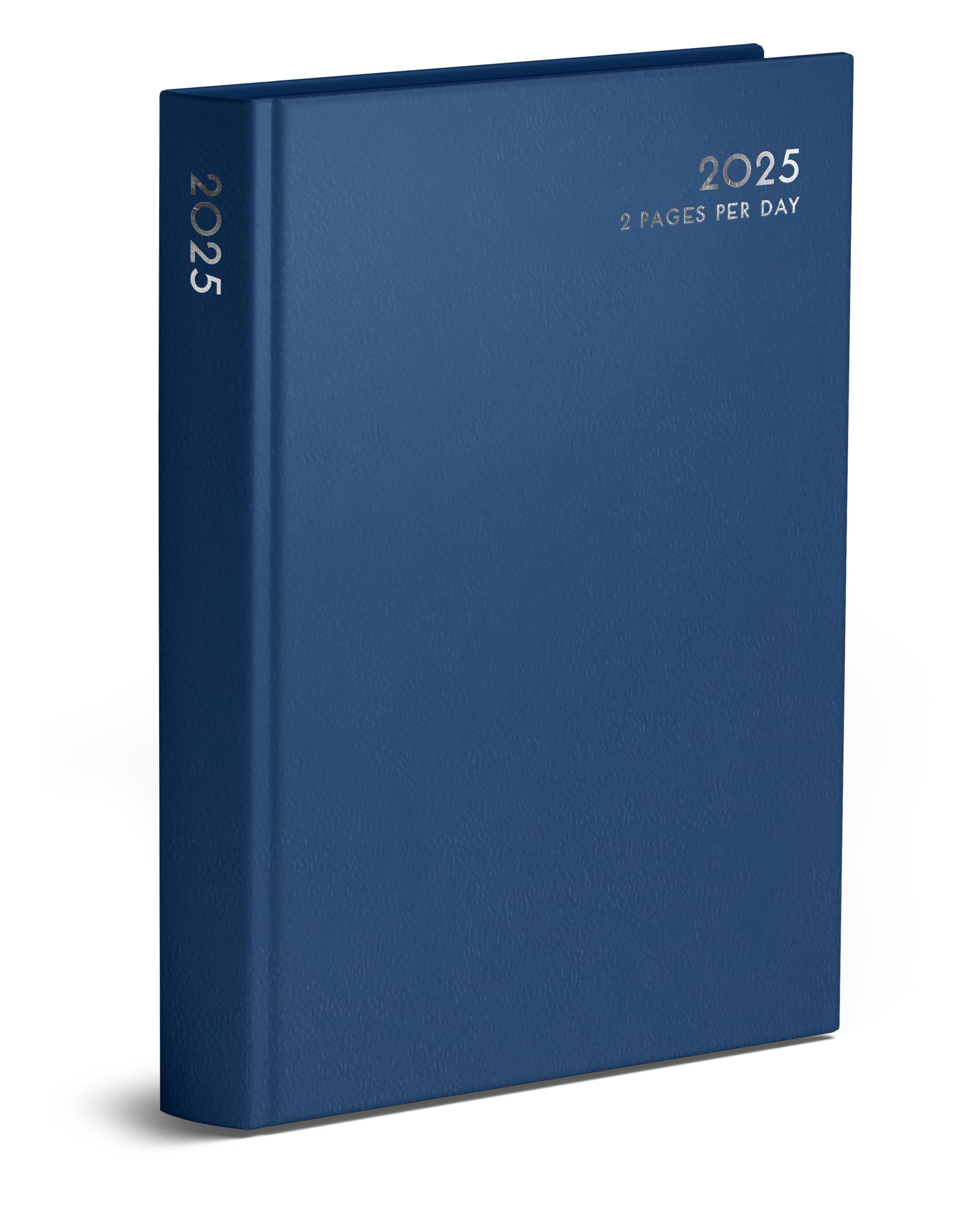 indigo® Agenda classica 2025 con copertina rigida, formato A4, 2 pagine al giorno, per prenotazioni di hotel, ristoranti, appuntamenti, ufficio, colore: blu navy