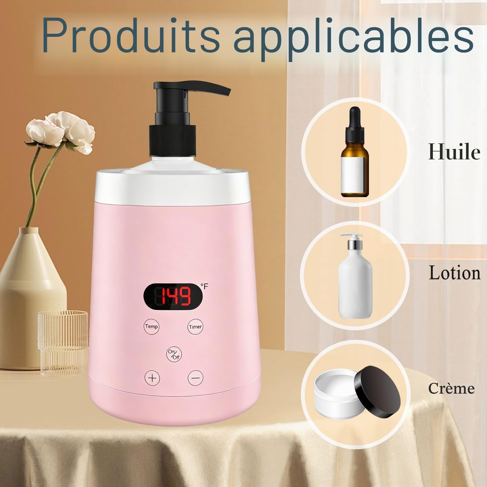 Chauffe-Huile de Massage Professionnel Réglable avec 2 Distributeurs et Affichage LED pour Spa