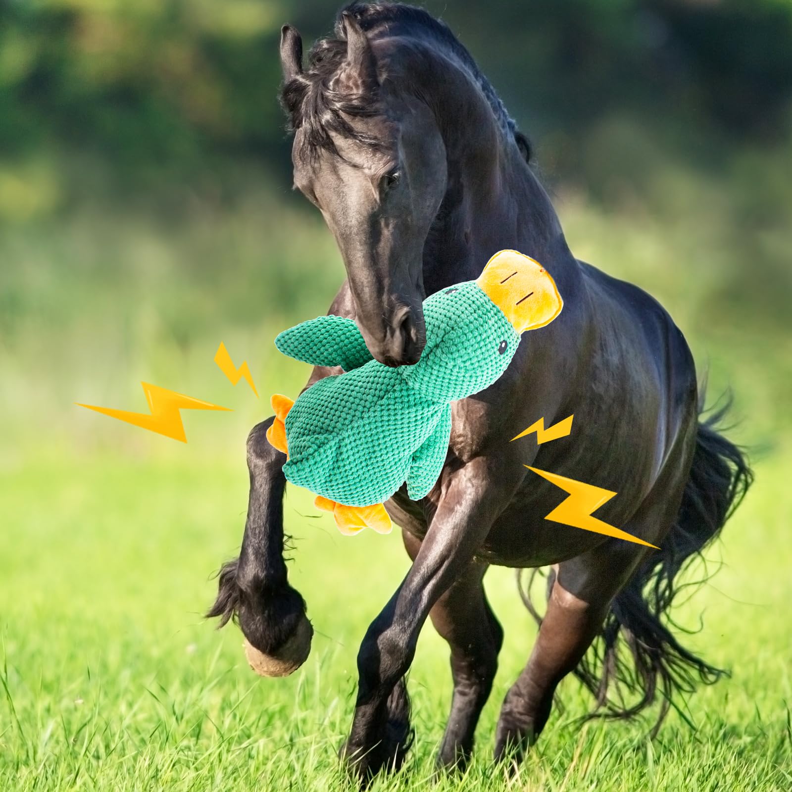 Pato de peluche chirriante, juguete interactivo para caballos, pelota de juguete interactiva para caballos, juguete de peluche para mantenerlos ocupados