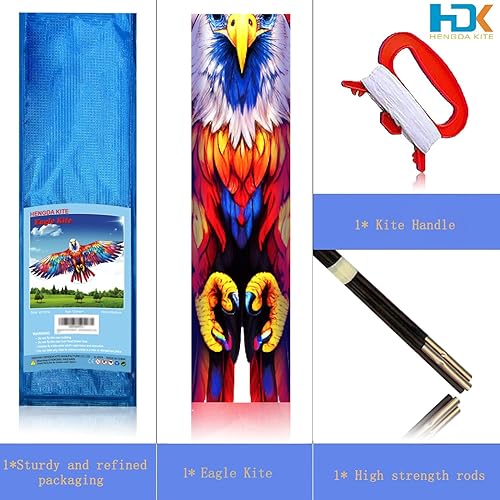 Miniatura 3 de HENGDA KITE Cometa de águila, para niños y adultos, fácil de volar, excelente diseño de tela y estructura, las imágenes son hermosas en alta